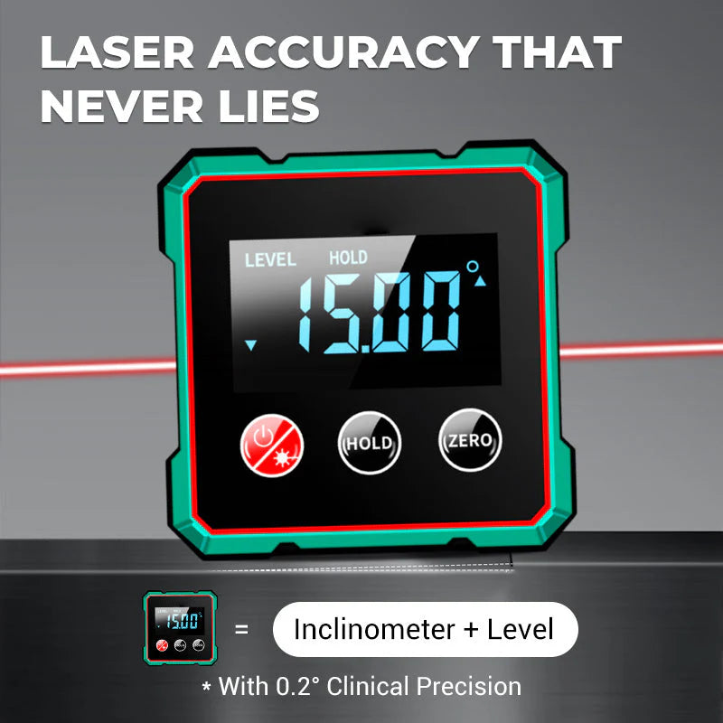 4-Side Magnetic Digital Angle Gauge with Laser
