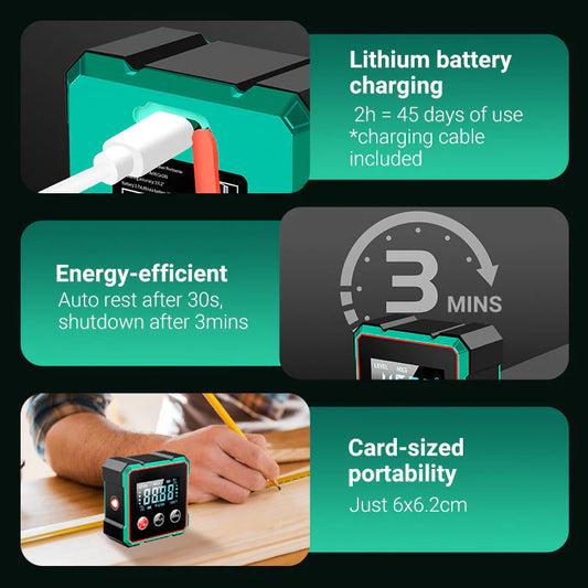 4-Side Magnetic Digital Angle Gauge with Laser